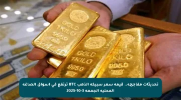 تحديثات مفاجئة.. قيمة سعر سبيكة الذهب BTC ترتفع في أسواق الصاغة المحلية الجمعة 3-10-2025